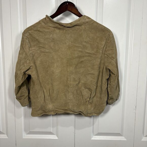 Michael Kors Suede Jacket Women L Tan Boho Moto Cropped Fall Layer Westerncore - Picture 3 of 10